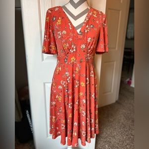 Orange Floral Dress